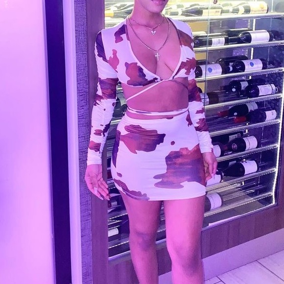 two piece cow print set